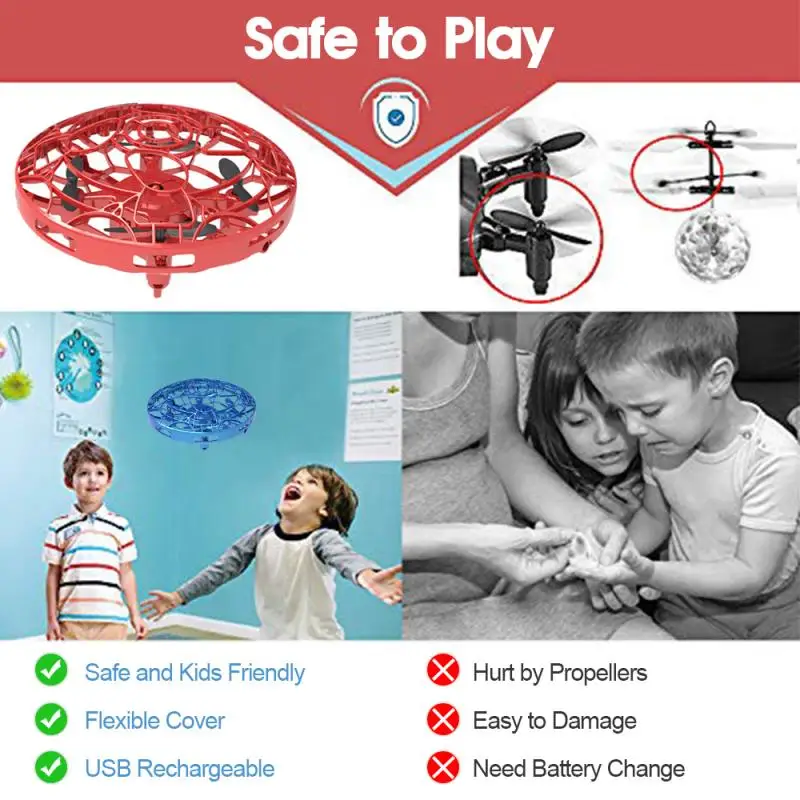 Mini UFO Drone Anti-collision Flying Helicopter RC Helicopter Infrared Induction Aircraft RC Drone Portable Quadcopter Toys