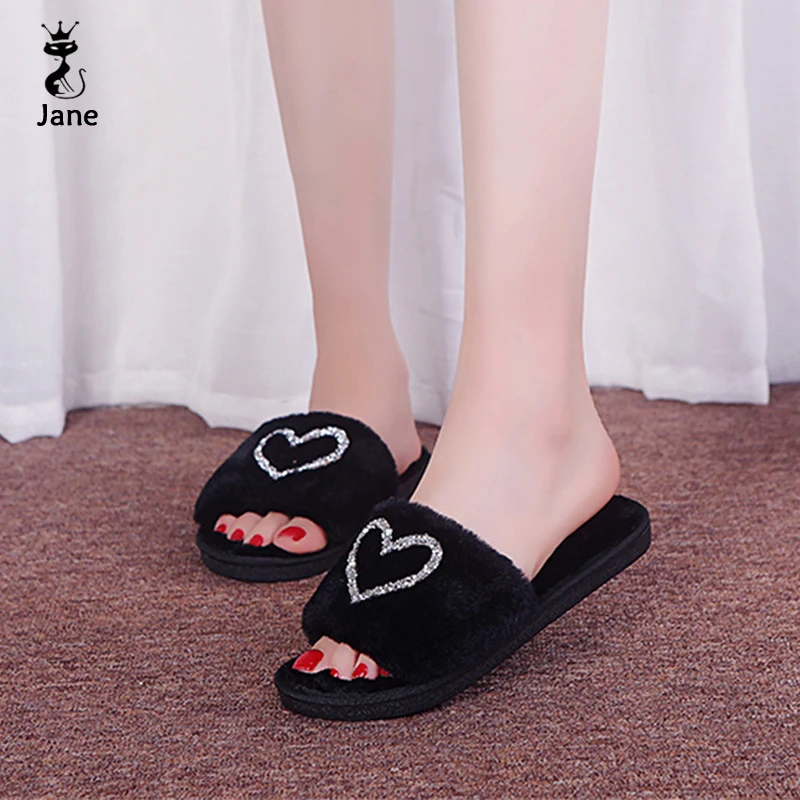 

2019 Spring Autumn Winter Home Slippers Cotton Plush Slipper Women Indoor\ Floor Love Pattern Flat Shoes zapatos de mujer New