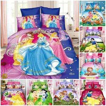 

Disney Bella Rapunzel Cinderella Princess Girl Duvet Quilt Cover Pillowcases 2/3/4 pcs 3D Bedding Set Single Twin Size for Girl