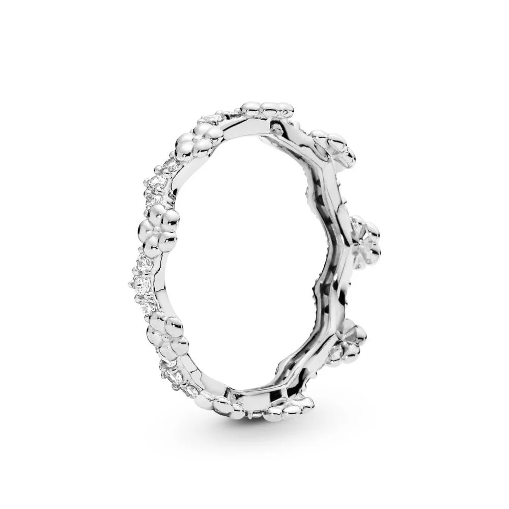 Подлинное 925 пробы серебро розовый блеск цветок корона кольцо Европы для Для женщин бисеры, подарок, сделай сам, ювелирное изделие