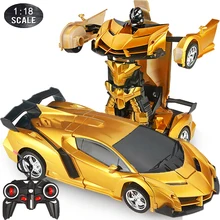 Voiture robot de Transformation 2 en 1, 1:18, 24CM, RC, voiture de sport, véhicule de conduite, déformation à une touche, télécommande, jouet pour garçons F04