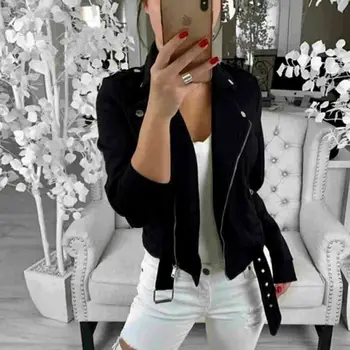 

Women Fashion Loose Jacket Coats Zip Up Biker Casual Flight Top Coat Outwear Casual Fashion