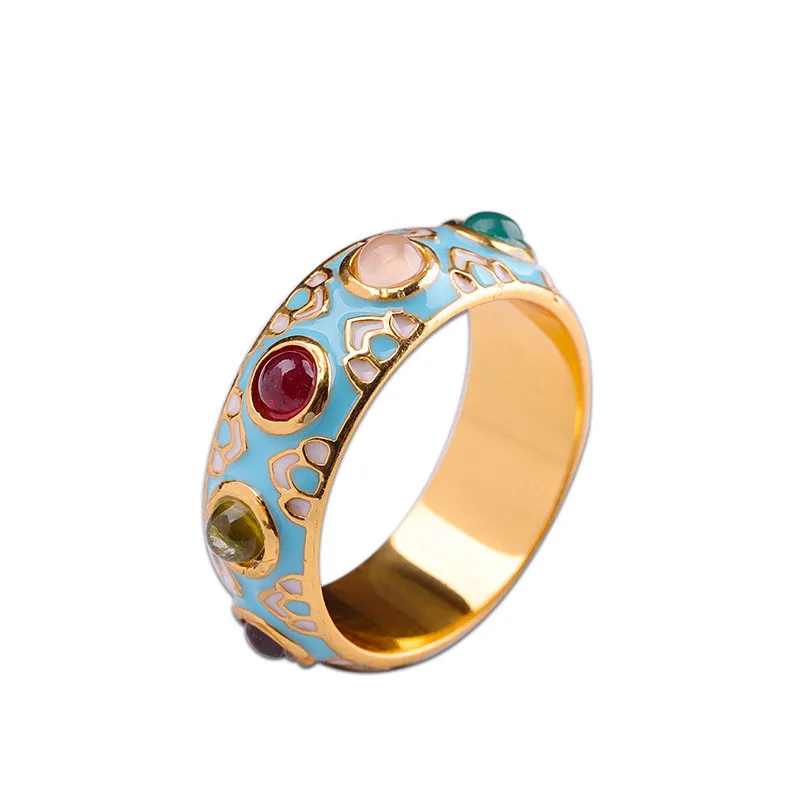 925 стерлингового серебра драгоценный камень Cloisonne цвет ручной работы ремесло