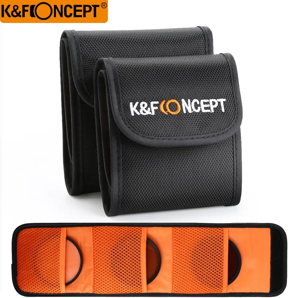 K& F концепция 3 кармана фильтр для объектива сумка мягкая камера фильтр для объектива чехол для 49 мм-77 мм ND UV CPL объектив фильтр держатель бумажник чехол