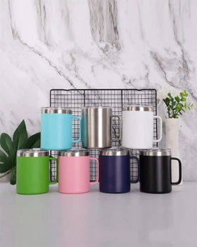 

Hot Sale 12oz Stainless Steel Coffee Mugs With Handle Car Cup 9 Colors Double Vacuum Portable Thermos Home Supplies For Travle
