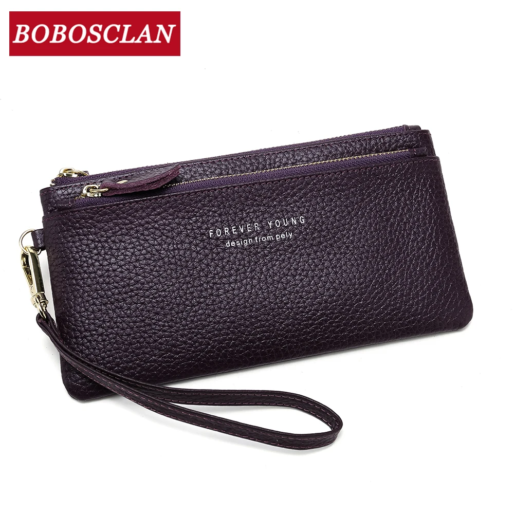 Женский кожаный кошелек BOBOSCLAN роскошный длинный клатч с отделением для карт и