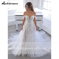 Luxurious Lace Tulle Sweetheart Floor-Length Off The Shoulders Ball Gown Wedding Dress Custom Made vestido de casamento 1