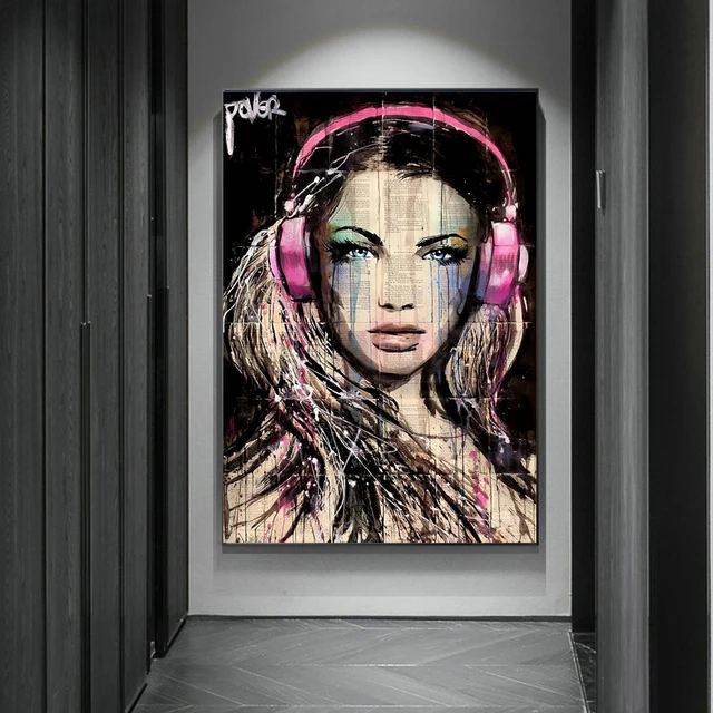 Graffiti Woman Face Canvas Painting Figure Printed Poster and Prints Wall Pictures For Woman Face Living Room Home Decorations lye1413-07