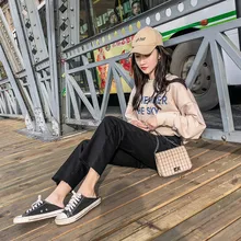 Корейский стиль джинсы для женщин в стиле бойфренд размера плюс высокая талия джинсы прямые черные джинсы Feminino 4XL Nine Point джинсы для женщин