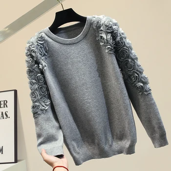 

Flower Shoulder Sweater Women's Autumn Winter Sweater New Korean Loose Lazy Wind Outer Wear Sweater Ins Jumper Femme Pull Femme