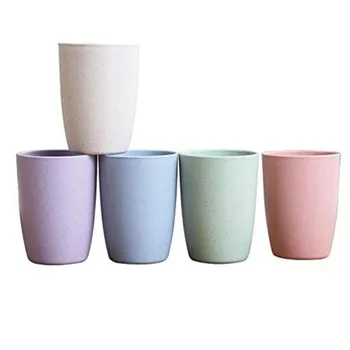

Eco-Friendly Reusable Drinking Cup for Adult, Wheat Straw Biodegradable Healthy Tumbler Set 5-Multicolor,Dishwasher Safe