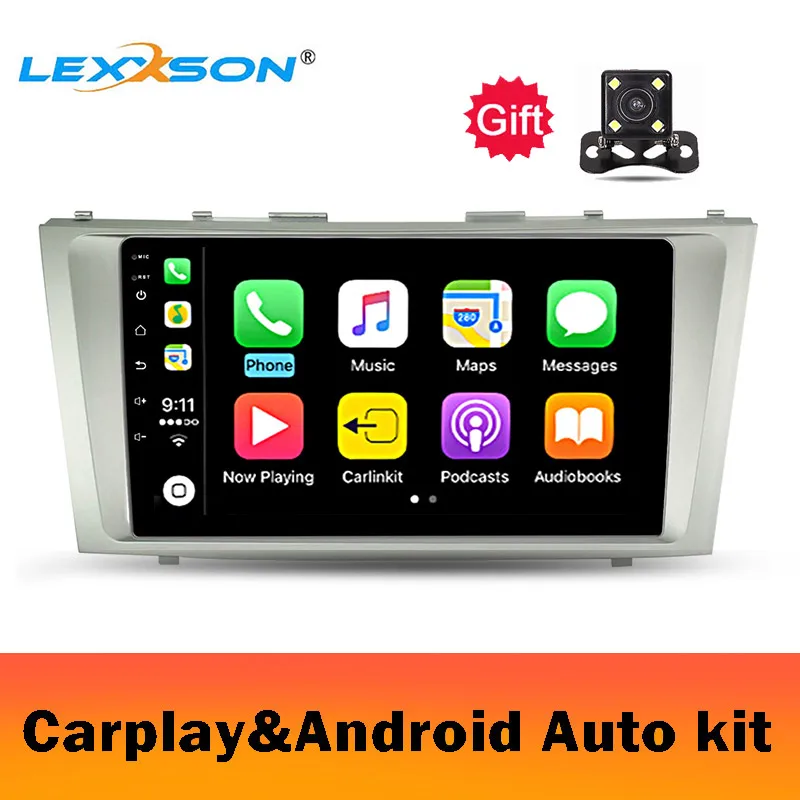 9 дюймов Автомобильная Мультимедийная система с carplay android автопроигрыватель для Camry 2008-2011 RDS FM BT 1080P gps навигация головное устройство радио - Цвет: Черный