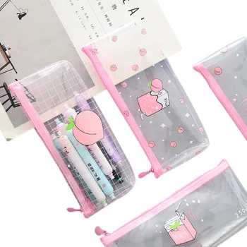 

10pcs/lot Pen-Box Pencil-Case Silica gel School-Supplies Fruits Transparent Office Student Wholesale