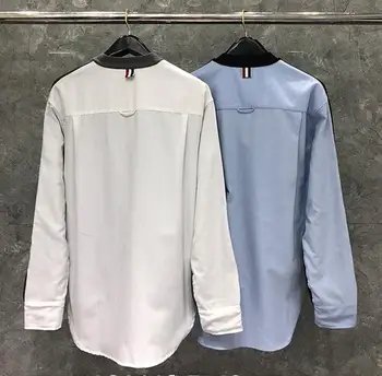 

2020 Fashion TB THOM Brand Sweaters Men Slim Fit V-Neck Cardigans Clothing Patchwork Striped Wool Thick Casual Winter Coat