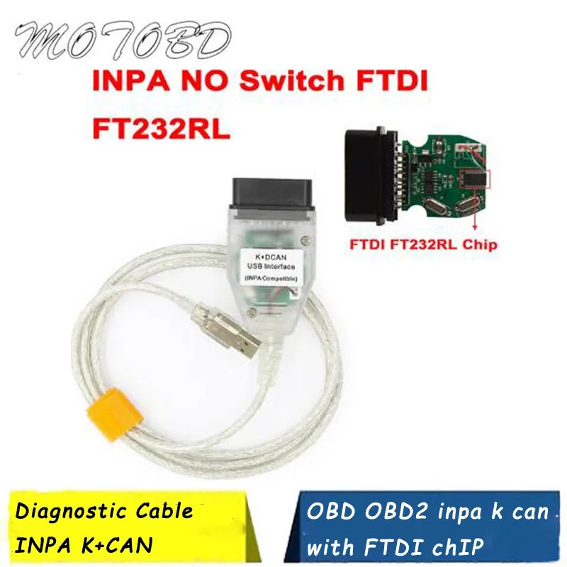 Белый INPA K+ DCAN USB интерфейс OBD может считывать диагностический сканер переключаемый INPA DIS SSS NCS кодирование