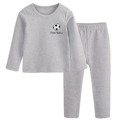 football gray Комплекты одежды для малышей от 2 до 10 лет подштанники, комплекты одежды зимние теплые хлопковые комплекты одежды для мальчиков и девочек Домашняя одежда, нижнее белье - Цвет: football gray
