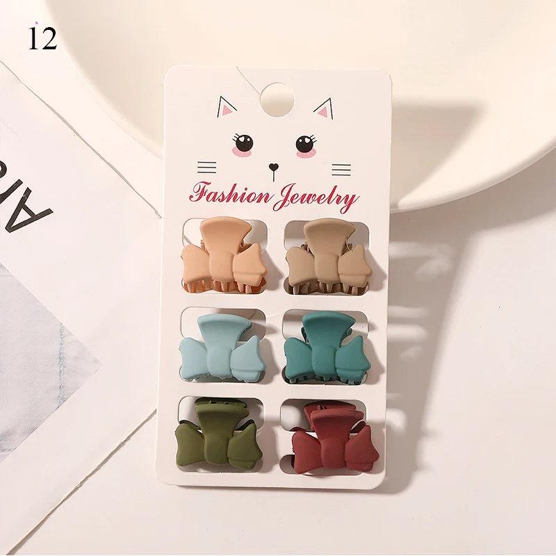 Fashion Amber Hair Clip Good-looking Morandi Color Mini Hair Accessories 6Pcs/Set  Small Cute Resin Hair Claws Clip Simplicity knot hair band