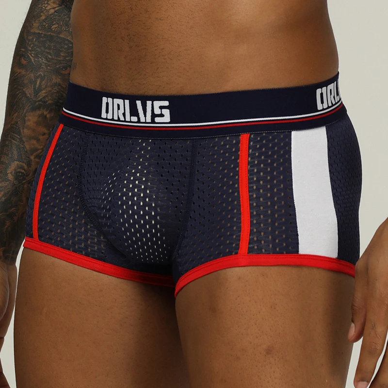 ORLVS Мужское нижнее белье мужчины боксеры cueca masculina удобные трусики дышащие мужские боксершорты сетчатые мужские брюки calzoncillo