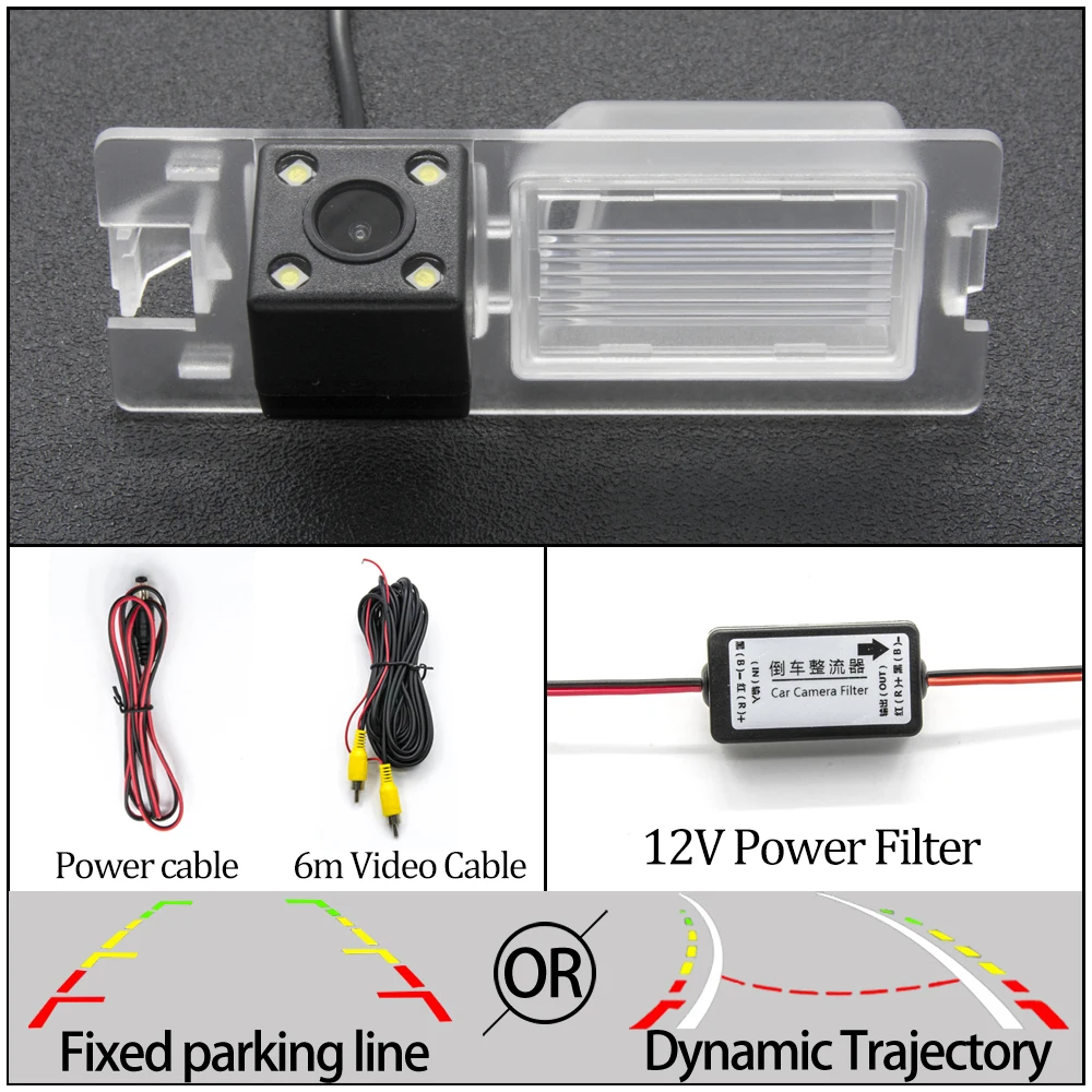 Фиксированная или динамическая траектория треков камера заднего вида для FIAT 500L/500L треккинг/500L гостиная/500X Punto Bravo/Brava автомобильный монитор - Название цвета: 4LED Camera N Filter