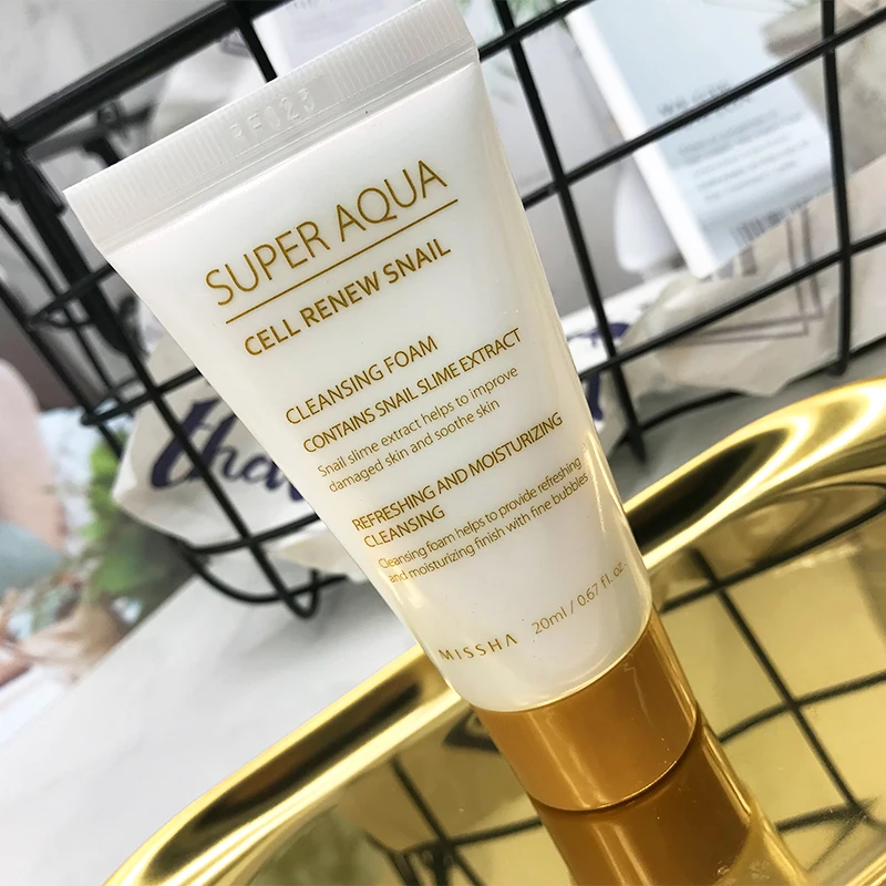 Missha Super Aqua Cell обновленная улитка очищающая пена 20 мл Очищение лица дорожное