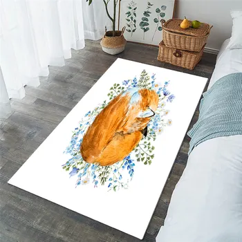 BeddingOutlet Fox Large Carpet for Bedroom 3D Printed Aniaml Living Room Rug Cartoon Floor Mat Floral Play Mat Flower Tapete 5