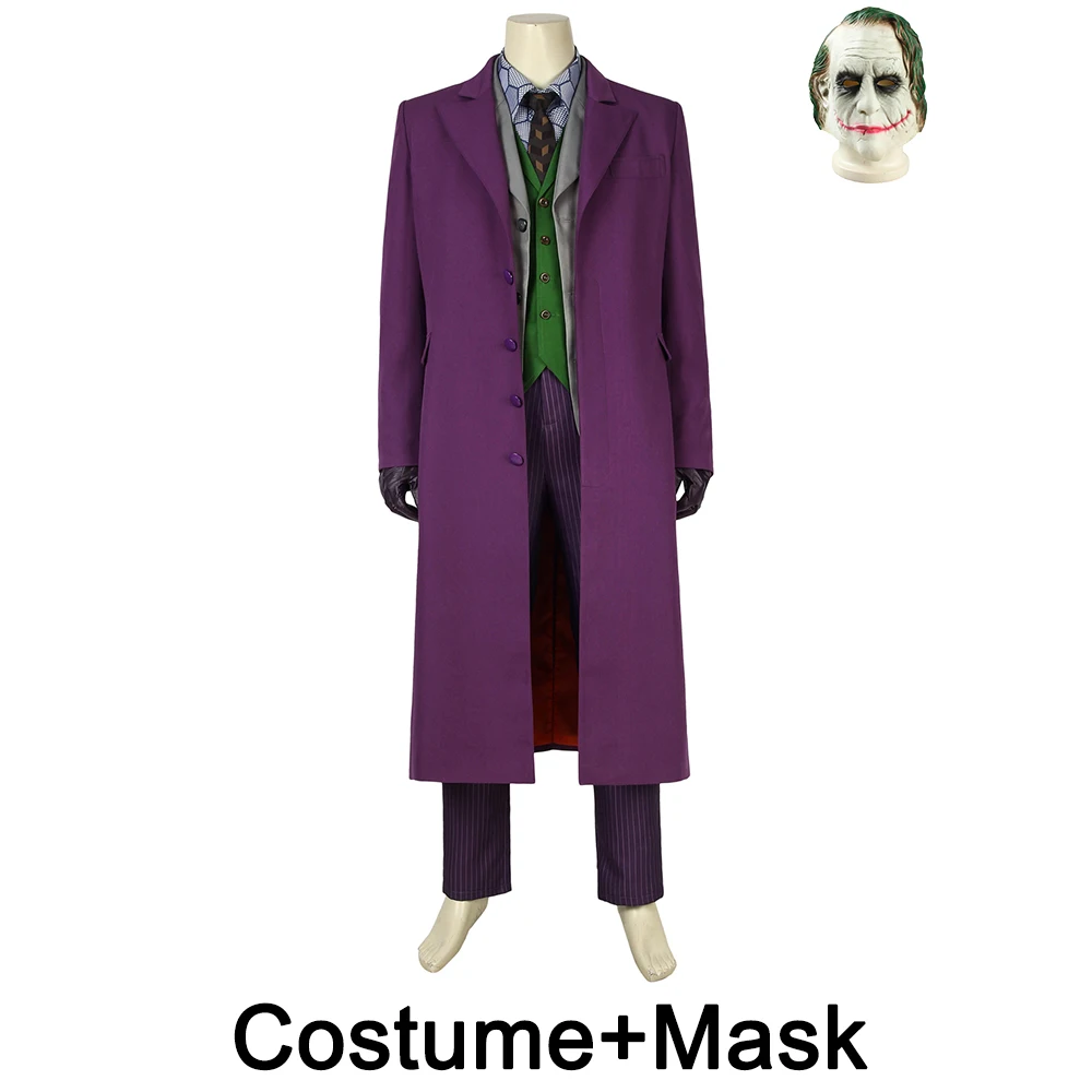 Джокер пальто, костюм для косплея Бэтмен Темный рыцарь Rises Ver.1 - Цвет: Costume with Mask