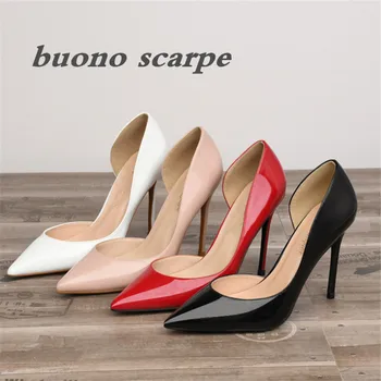 

New lacquer leather pointed side high heels sexy Bridesmaid shoes night club shoes