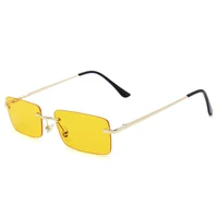 Petites lunettes de soleil rectangulaires sans monture pour hommes et femmes, lunettes de soleil rétro marron, carillons d'été, marque de créateur vintage, luxe 5
