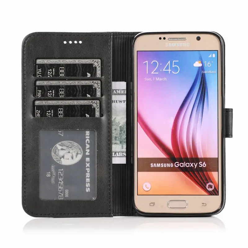 Для Samsung S6 Edge чехол для кошелька Слот Флип Чехол для Samsung Galaxy S6 телефон сумка чехол для Galaxy S 6 Роскошный кожаный чехол