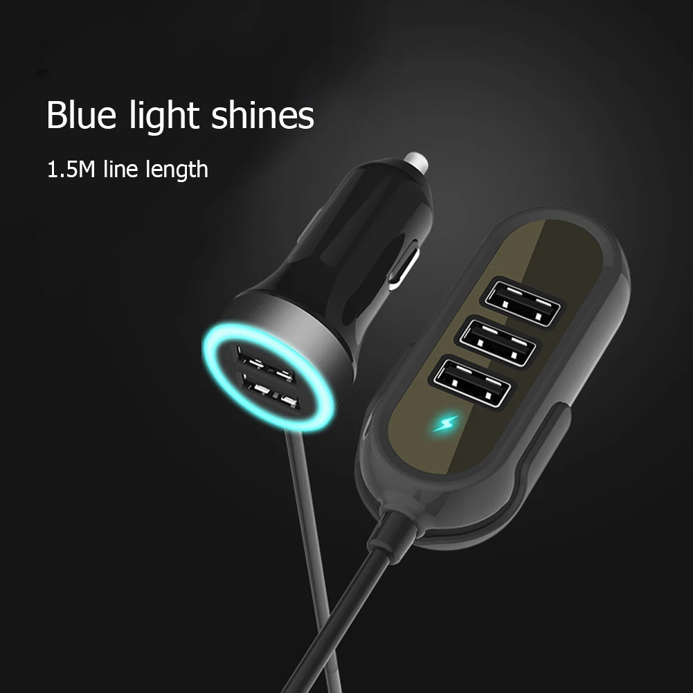 Car Chargers Adapter PD 18W Car Charger 5USB Car Front and Rear Car Charger With 1.5 Meters Charging Cable