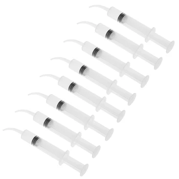 

8 Pcs Disposable Dental Irrigation Syringe With Curved Tip Tooth Whitening Oral Health Care Dental Instrument