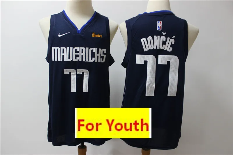 Даллас Молодежный бейсбол#41 Dirk Nowitzki#77 Luka Doncic#6 Кристапс Порзингис Детские майки - Цвет: 1