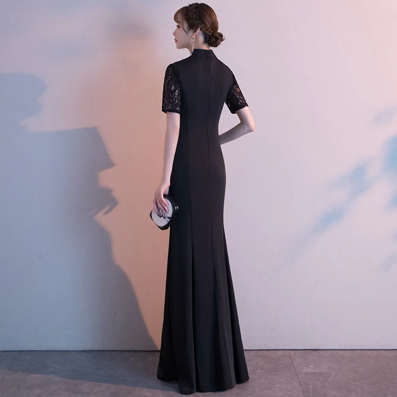 Женское традиционное китайское платье Cheongsam с цветочной вышивкой, новинка, длинный рукав, большой размер 4XL 5XL Vestidos