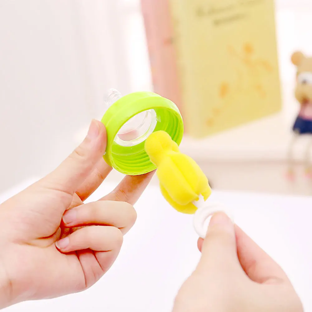 4Pcs/Set Silicone Bottle Cleaning Sponge Newborn Baby Milk Bottle Pacifier Spout Tube Glass Cup Washing Clean Brush Tool