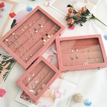 

Dust-Proof Storage Boxes Desktop Jewelry Organizer Case Drawer Necklace Tray Durable Glass Cover Storage Household Accessories