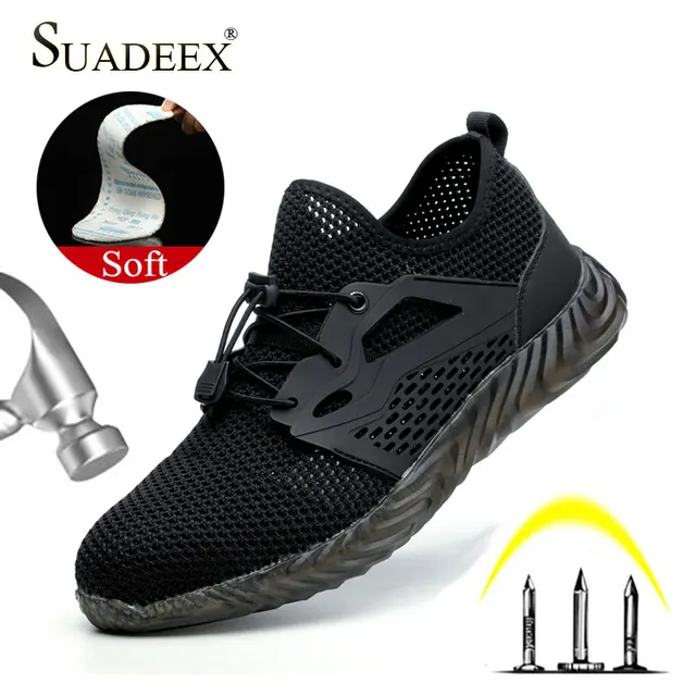 US $25.37 SUADEEX Safety Shoes Breathable Mens Work Shoes Antismashing Industrial Steel Toe Cap Sneakers Pun