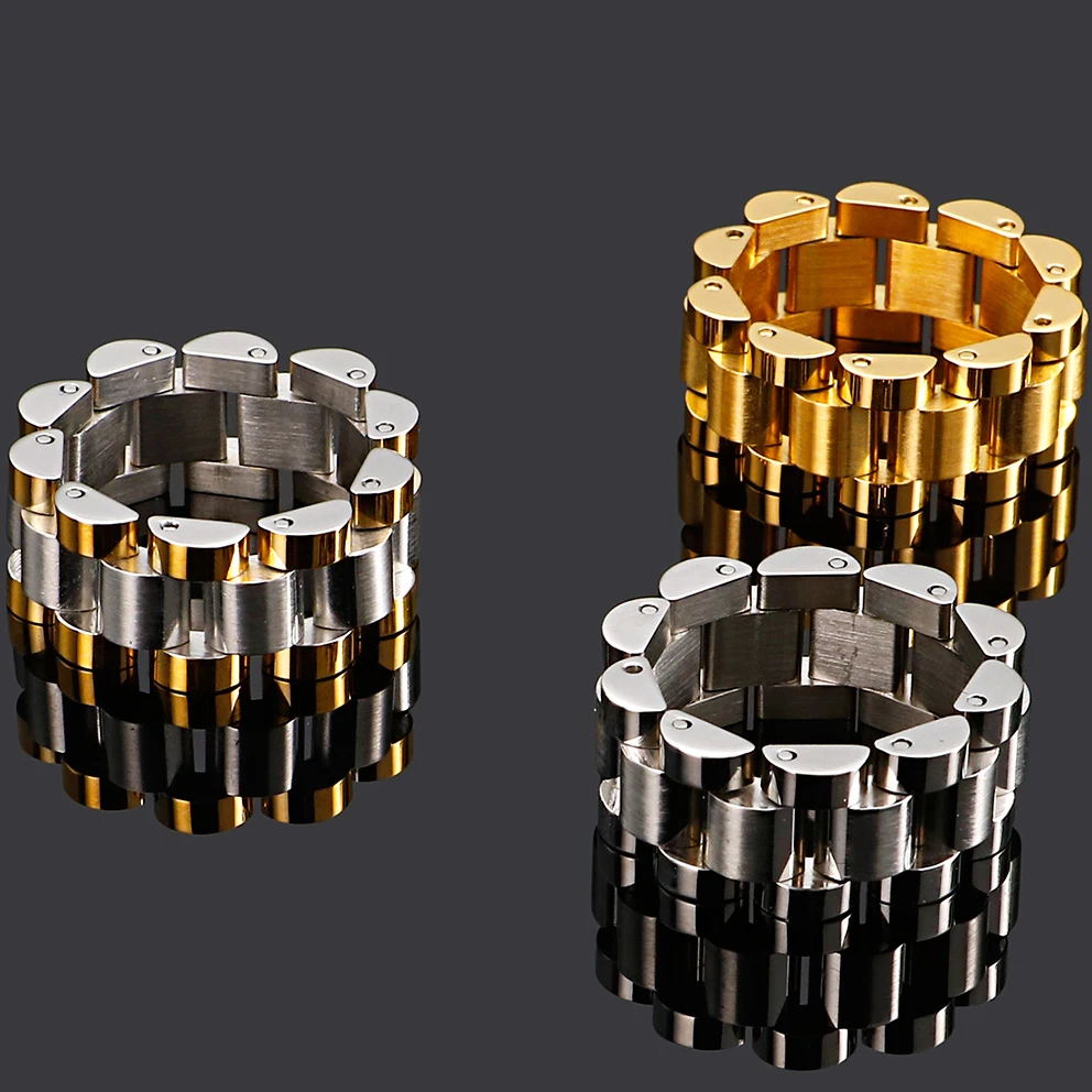 Gold Color Stainless Steel Men's Bracelet For Man Women 10MM Wide Watch Chain Ladies Bracelets Boys Jewellery Accessories Gift