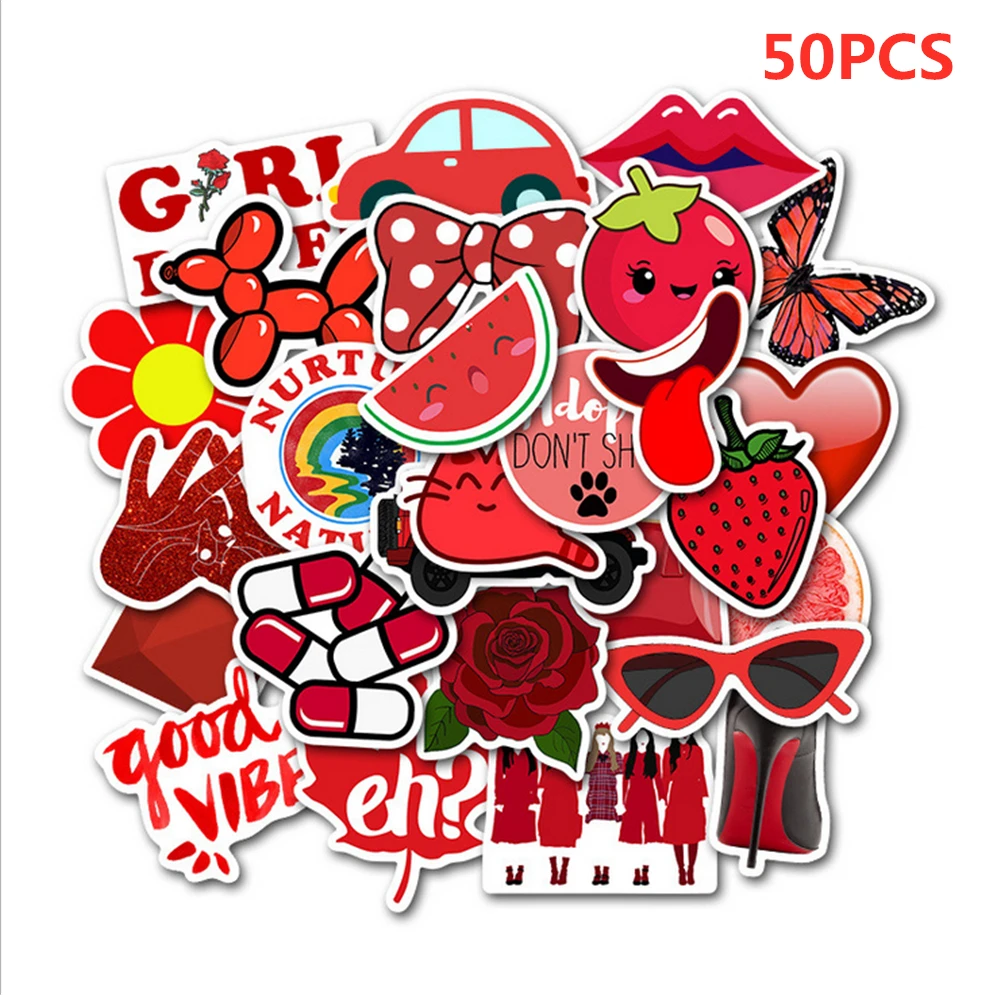 red 50pcs 50 шт./компл. Merry Christmas Стикеры уличных танцев Doodle Стикеры костюм; Детский костюм на Рождество День Водонепроницаемый ПВХ Стикеры - Цвет: red 50pcs