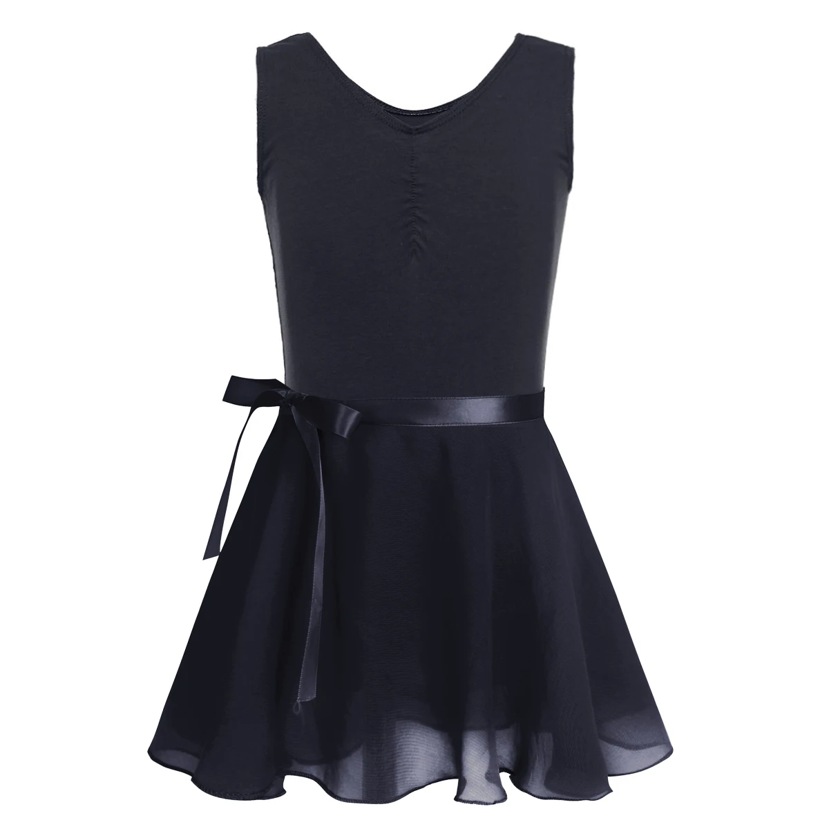 thumbnail image 1 of Mallas de ballet con tutú para niñas, ropa de baile, mangas largas, clase de baile, gimnasia, con falda de gasa atada, conjunto de ropa de bailarina, 1 of 5