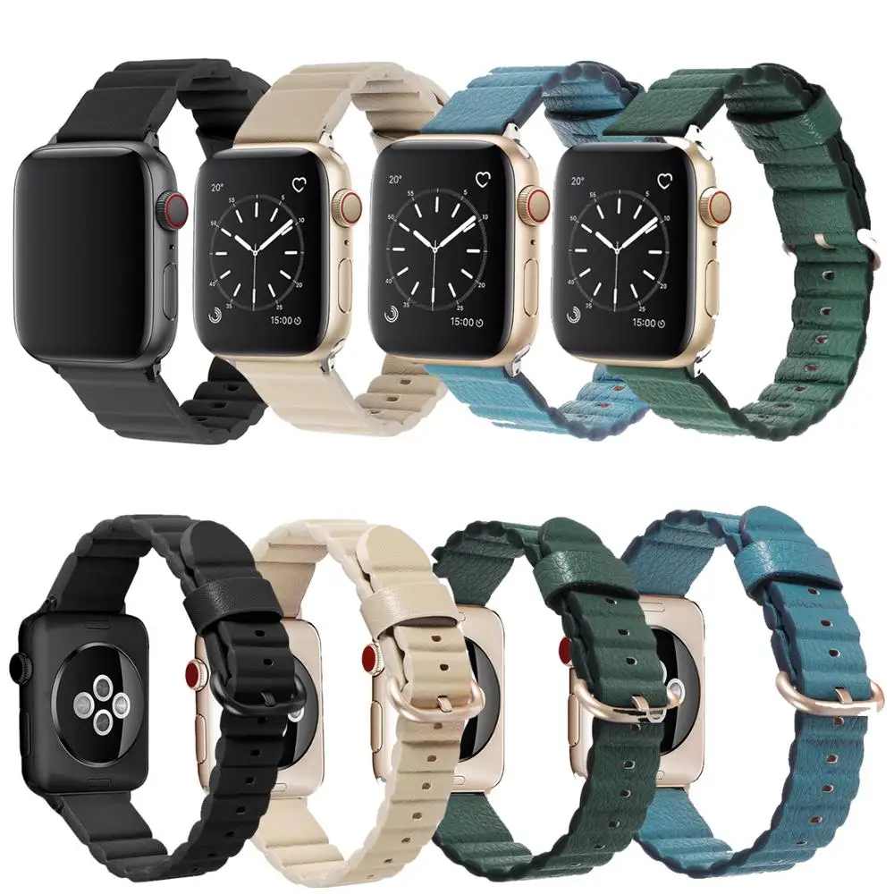 Роскошная Серия 1 2 3 4 5 для Apple Watch ремешок 42 мм 38 40 44 iWatch из натуральной кожи петля |