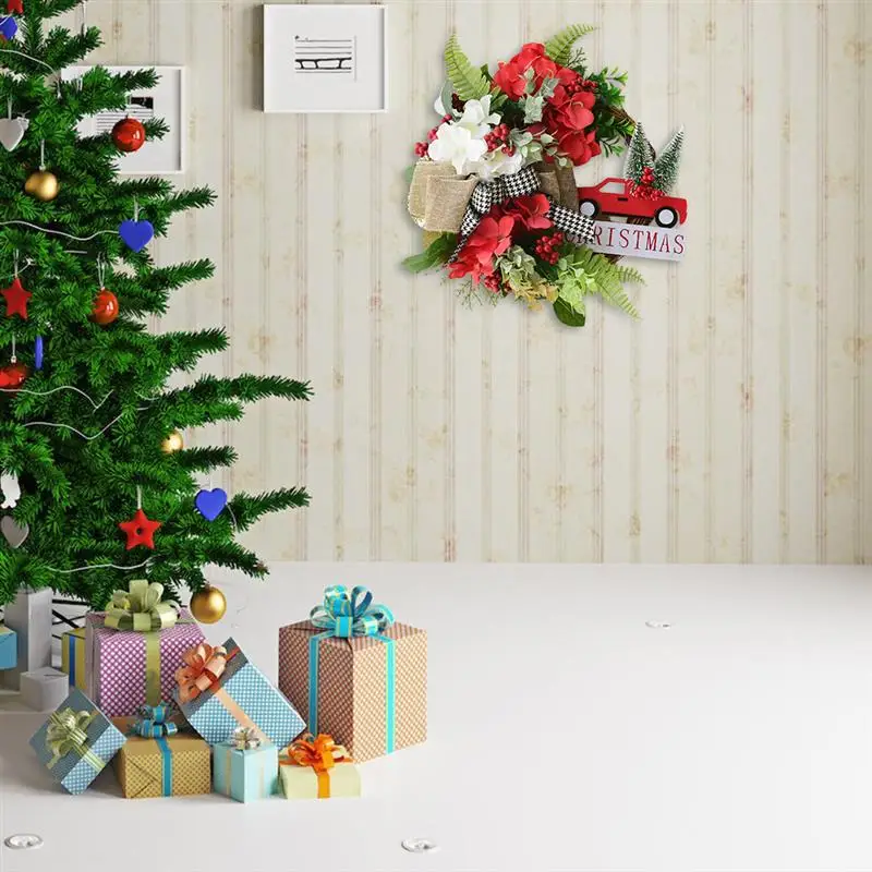 Моделирование DIY Рождественский венок искусственный цветок автомобиль дерево декор Висячие венок на дверь венок вечерние украшения двери висячие