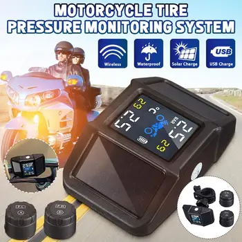 

Tire Pressure Alarm 2PCS Sensor TPMS Motorbike Solar Energy Tire Pressure Monitoring LCD Color Screen