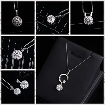 

1-2 Carat Diamond Necklace Pendant 925 Silver Excellent cut D Color Moissanite Necklaces Pendants Classic Engagement Jewelry