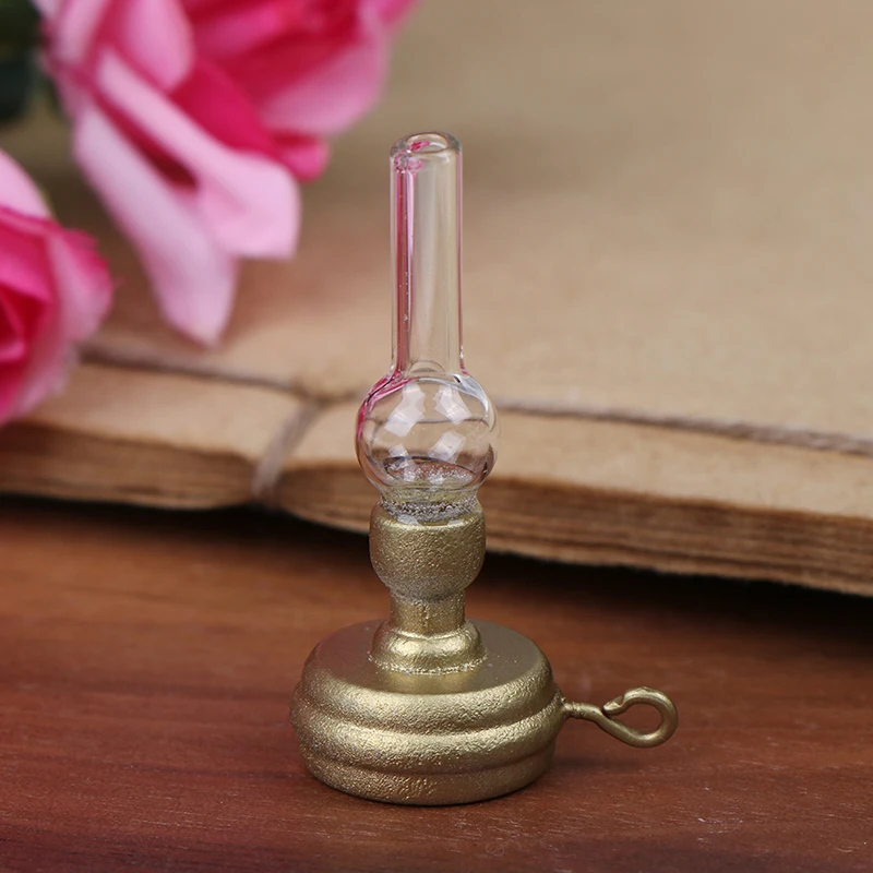 Новая медная основа стеклянный подсвечник ретро керосиновая лампа 1:12 DIY кукольный домик Миниатюрные аксессуары кукольный домик детские игрушки