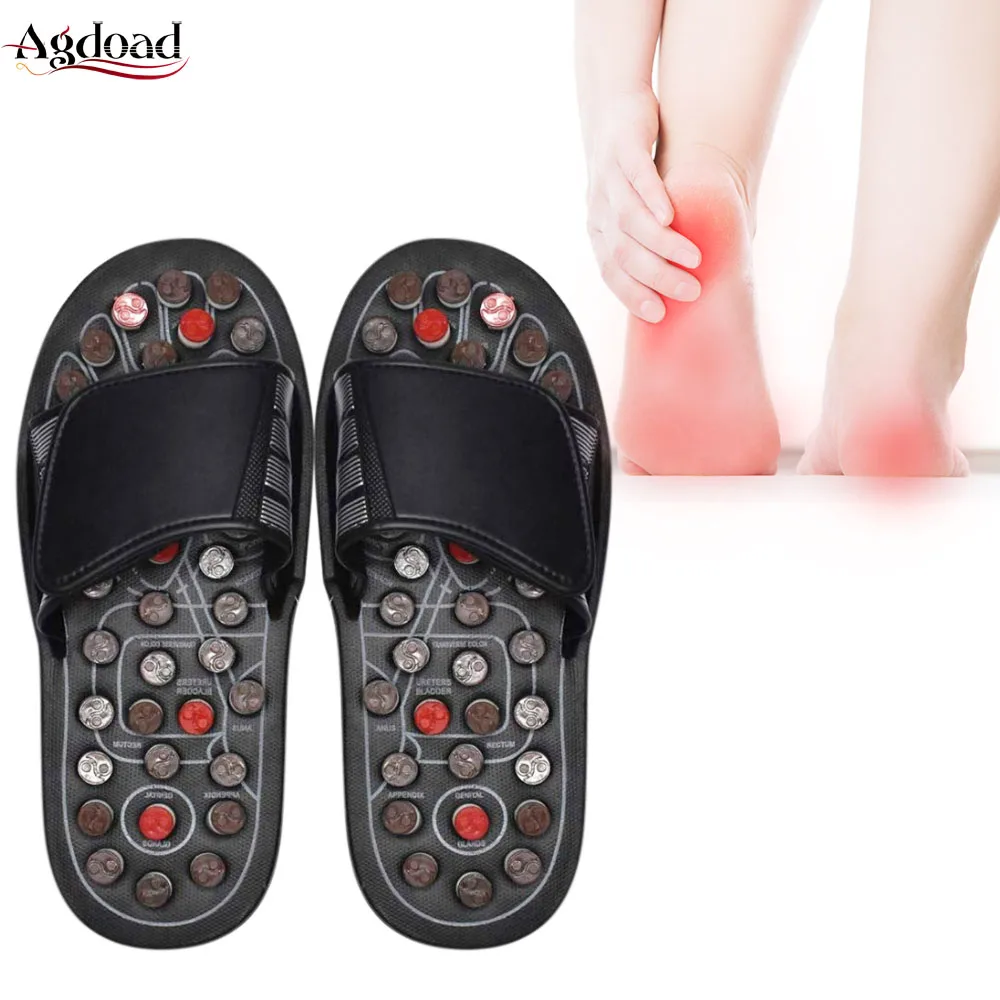 Acupoint Foot Massage Slippers Sandals Feet Acupressure Therapy Activating Reflexology Health Care For Men Women Black