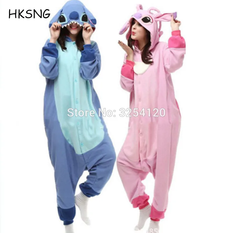 

HKSNG New Animal Adult Blue Pink Lion Stitch Kigurumi Pajama Onesies Anime Cartoon Cosplay Costumes Sleepwear Outfit