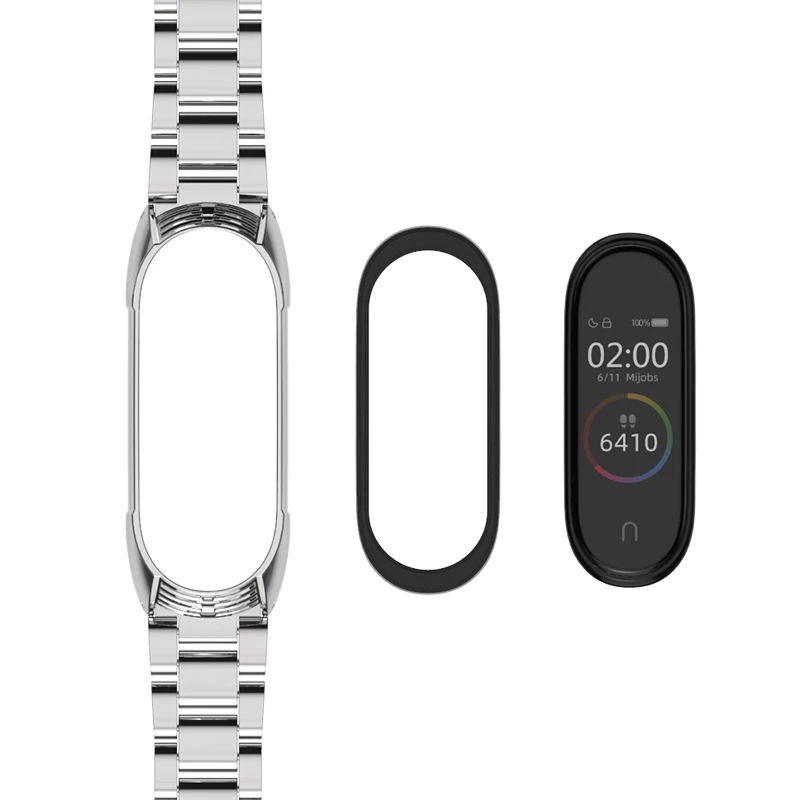Mi jobs mi band 4 ремешка металлический браслет для Xiaomi mi 4 3 ремешка Безвинтовой нержавеющей стали mi Band 3 NFC наручный смарт-браслет