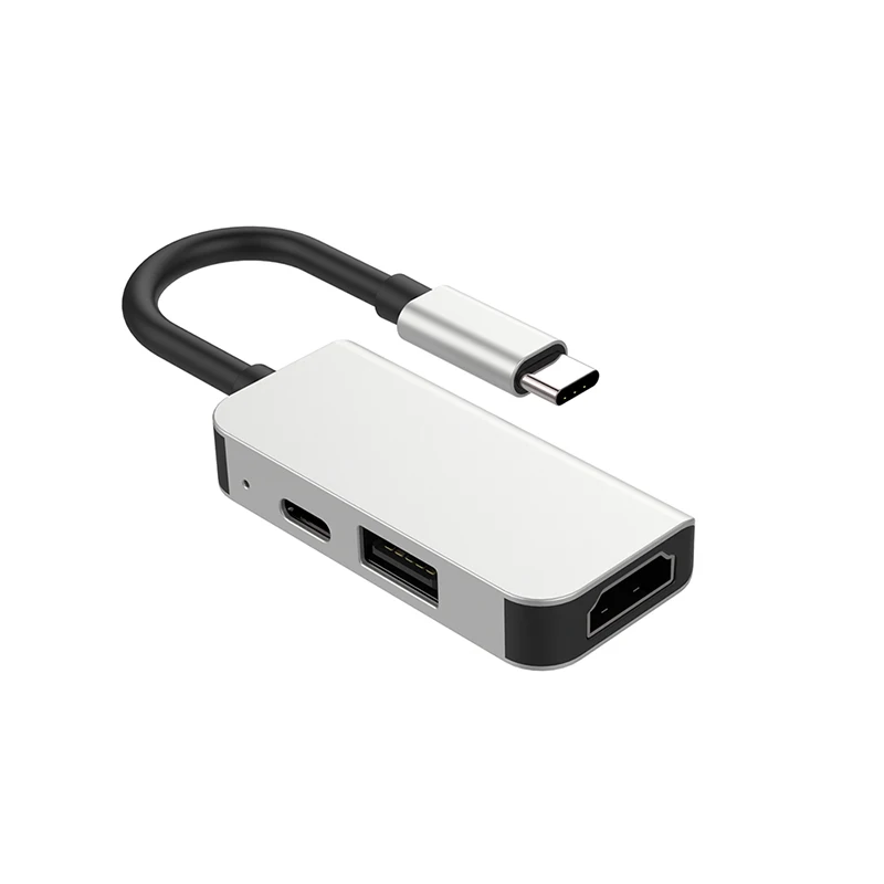 Sliver Lcone USB C концентратор адаптер USB C к HDMI 4K USB 3,0 PD зарядный конвертер для Macbook Pro DELL huawei mate 30 Pro samsung S10 - Цвет: Sliver