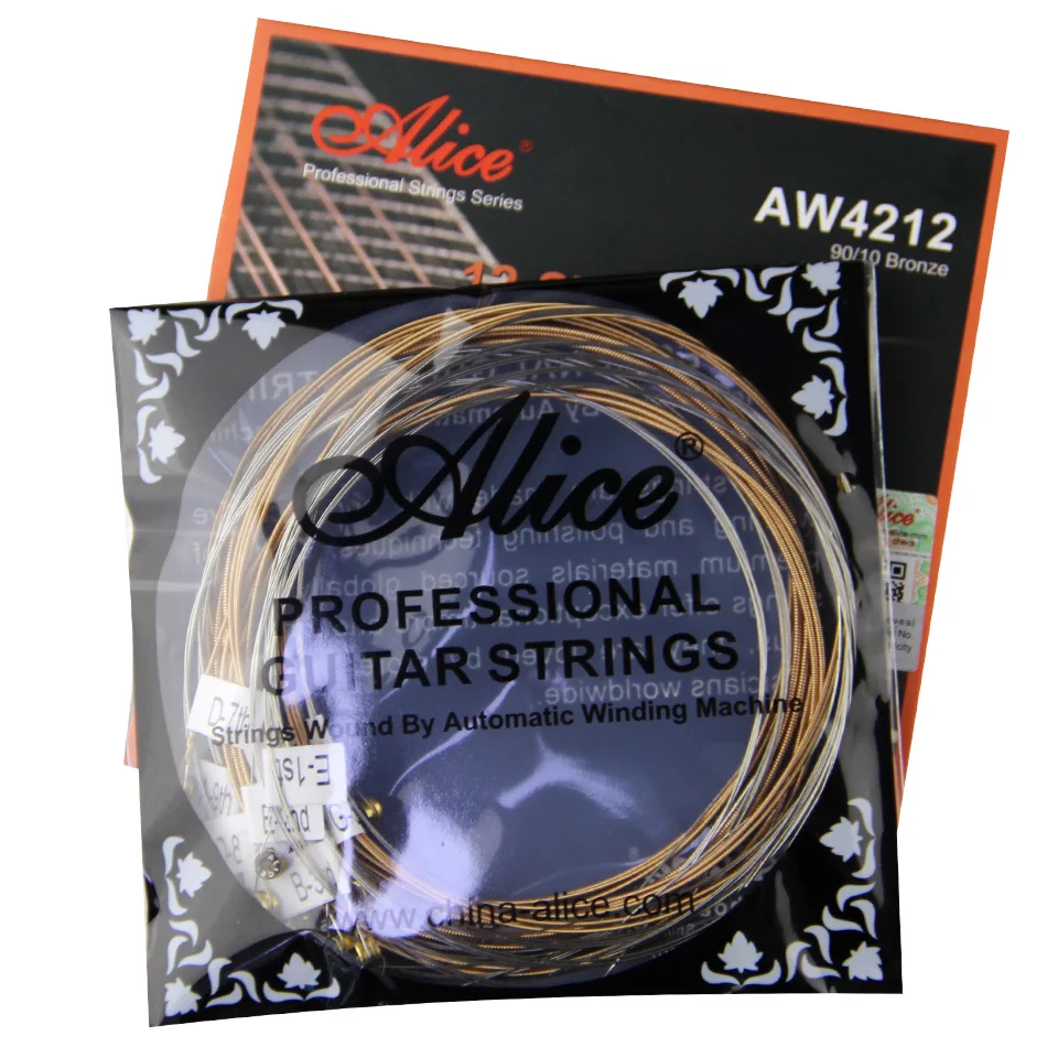 US $9.10 Guitar accessories Alice AW4212 12String Acoustic Guitar Strings Plated High Carbon Steel Plain String 9010 Bronze Winding