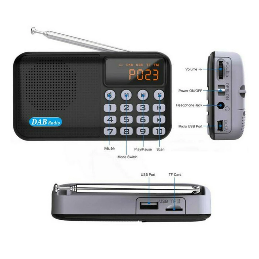 Bluetooth 4,2 DAB/DAB+ цифровое радио портативное цифровое радио с FM перезаряжаемой батареей Bluetooth динамик мини карманное радио
